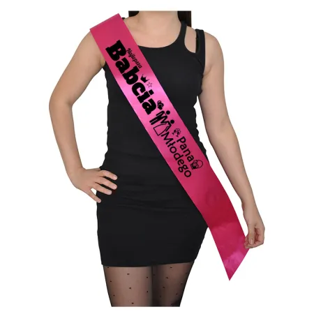 Szarfa FUKSJA Ślub Najlepsza Babcia Pana Młodego